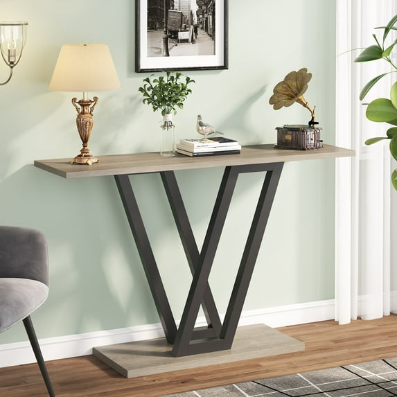 Tribesigns Console Table, Industrial Hallway Table for Entryway, 43 Inch Entryway Tables Narrow Sofa Table for Living Room, Stable Metal Frame & Easy Assemble,Grey
