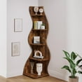 thumbnail image 1 of Tribesigns Corner Shelf, Modern 5-Tier Corner Bookshelf, Stylish Corner Bookcase Plant Stand (Rustic Brown), 1 of 7