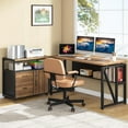 thumbnail image 1 of Tribesigns Desk with Drawer, 55" Long Computer Desk with Storage Rack and Mobile Document Cabinet, Home Office Furniture Set Executive Desk (Brown, 55" (Brown, 55), 1 of 8