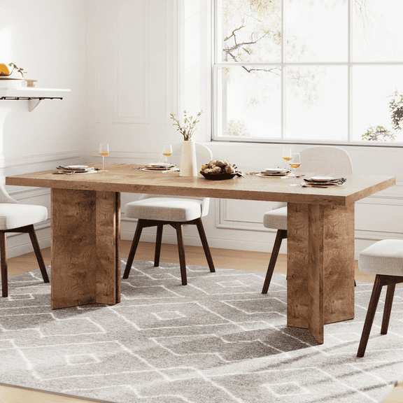 Tribesigns Dining Room Table for 4-6, 63" Farmhouse Wood Kitchen Table for Kitchen, Oak Brown