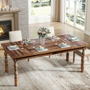 Tribesigns Dining Table, 62 in. Large Farmhouse Kitchen Table for 4-6, Rectangle Dinner Table Breakfast Table Kitchen & Dining Room Furniture with Carved Turned Legs