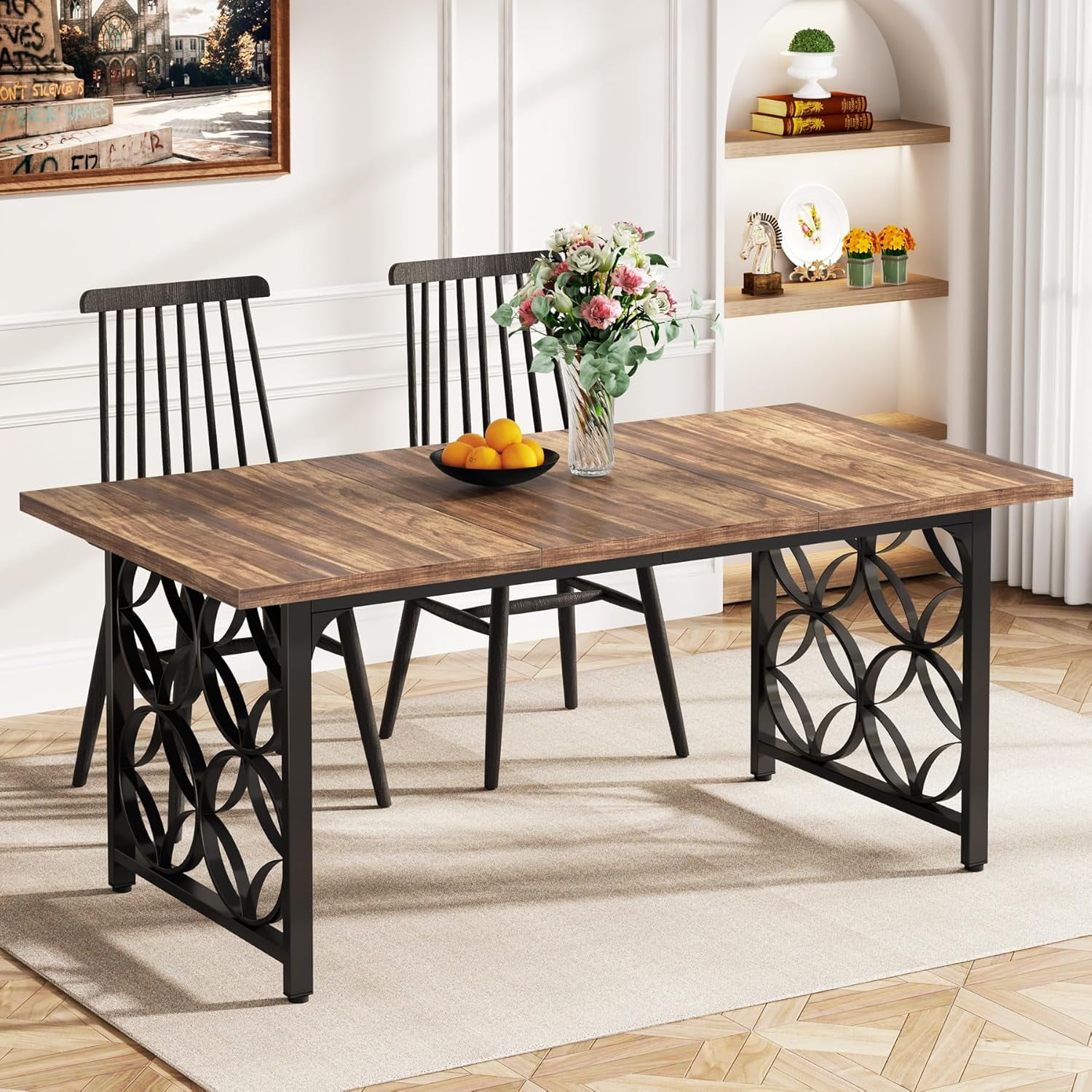 Tribesigns Dining Table, 63-Inch Industrial Dining Room Table for 6 ...