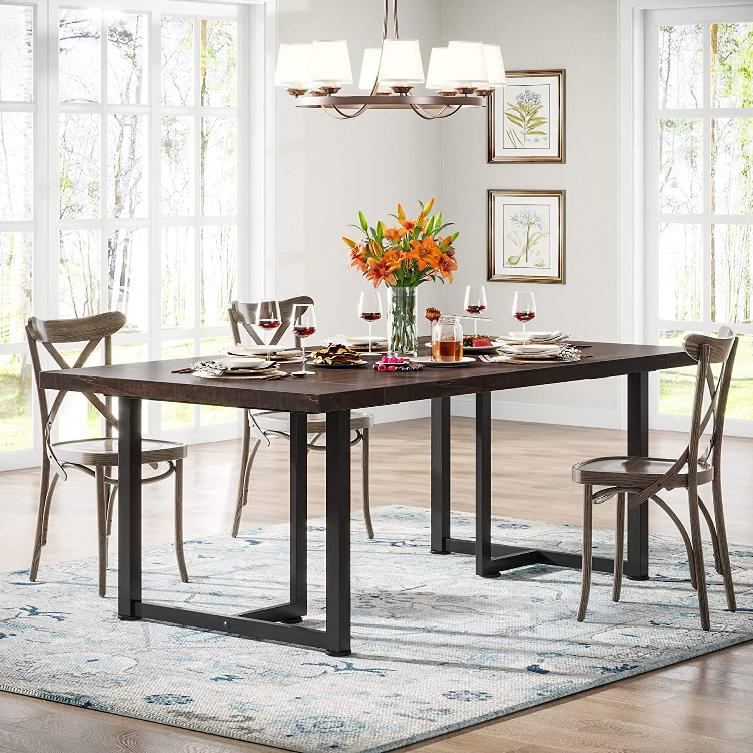 Industrial Farmhouse Dining Table, Rectangular, Togo Ubuy