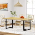 thumbnail image 1 of Tribesigns Dining Table Kitchen Table for 6, Rectangular Table with Steel Legs Metal Frame, Kitchen Table for Dining Room, Kitche, Oak & Black, 1 of 5