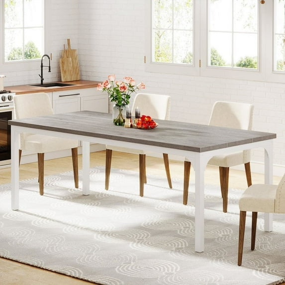 Tribesigns Dining Table for 6-8, 71 in. Rectangular Wood Kitchen Table Dinner Table with Heavy Duty Metal Legs for Dining Room, Living Room