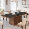 thumbnail image 1 of Tribesigns Dining Table for 6-8 People, 63-Inch Farmhouse Kitchen Table with Sturdy Pedestal Base for Dining Room, Kitchen, 1 of 7