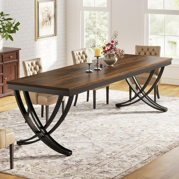 Tribesigns Dining Table for 6-8 People, 78 inch Large Wood Farmhouse Dinner Table with Heavy Duty Metal Legs and Wooden Top (Only Table)