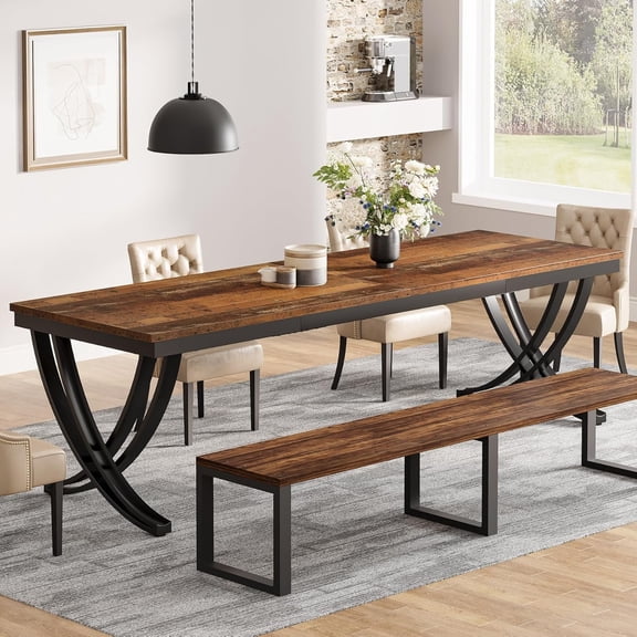 Tribesigns Dining Table for 6-8 People, 78 inch Large Wood Farmhouse Dinner Table with Heavy Duty Metal Legs and Wooden Top (Only Table)