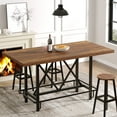 thumbnail image 1 of Tribesigns Dining Table for 6 People, Industrial Rectangular Kitchen Table with Metal Footrest for Dining Room (Rustic Brown), 1 of 17