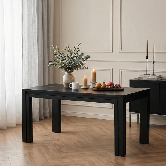 Tribesigns Dining Table for 6 People, Rectangular Kitchen Table with Heavy Duty Legs for Dining Room, Dinner, Dinette (Black)