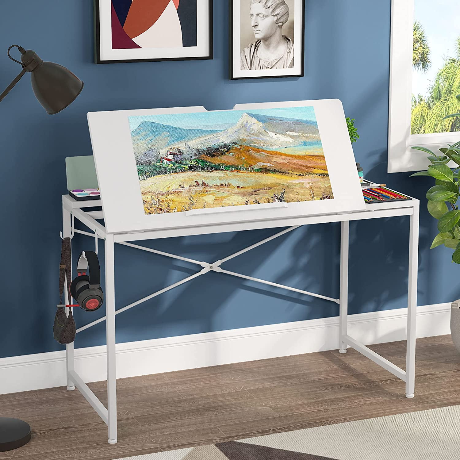 Tribesigns Drafting Table Drawing Desk Tiltable Tabletop Art Table Height Angle Adjustable