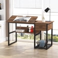 thumbnail image 1 of Tribesigns Drawing Computer Desk with Tiltable Tabletop, Painting Drafting Desk Workstation with Storage Shelves and Drawer for Students, Home Office, 1 of 8