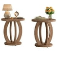 thumbnail image 1 of Tribesigns End Table, Round Side Table with Storage, Farmhouse Nightstand Bedside with Round Tabletop, Accent End Table for Living Room Bedroom Small Space, Rustic Brown (Set of 2), 1 of 18