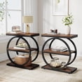 thumbnail image 1 of Tribesigns End Table, Wood Side Table with Black Metal Frames, Narrow End Table with 3 Storage Shelves for Living Room, 1 of 7