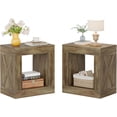 thumbnail image 1 of Tribesigns End Table with Storage, Wood Side Table for Living Room Bedroom, Farmhouse Small Accent Table with Open Shelf (Brown, 2PC), 1 of 5