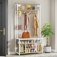thumbnail image 1 of Tribesigns Entryway Bench with Coat Rack, 4 IN 1 Hall Tree with Shoe Rack, Shoe Bench, 4 Hanger Hooks and Storage Shelf for Entryway, Hallway (White), 1 of 9
