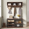 thumbnail image 1 of Tribesigns Entryway Coat Racks with Shoe Storage Bench, Industrial Hall Tree with 3 Storage Cubbies and 7 Hooks for Entrance, Hallway, 5-in-1 Design, Rustic Brown, 1 of 9
