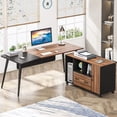 thumbnail image 1 of Tribesigns Executive Desk L Shape Office Desk with Drawer File Cabinet, 70 inch L Shaped Computer Desk with Storage Large Office Desk Set, Office Table with Filing Cabinet, Home Office Furniture Set, 1 of 5