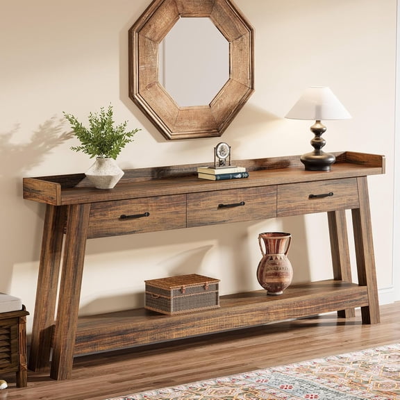 Tribesigns Extra Long 70.9" Sofa Console Table, Farmhouse Entryway Table for Living Room, Hallway, Couch, Dark Brown
