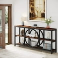 thumbnail image 1 of Tribesigns Extra Long Console Table, 70.9 inch Narrow Sofa Tables, 3 Tier Wood Sofa Table with Storage Shelves & Metal Frame for Entryway Hallway Living Room, Rustic Brown & Black, 1 of 5