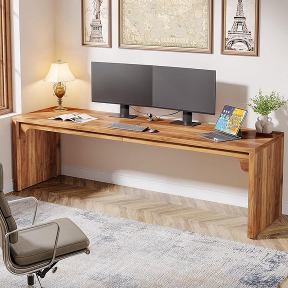 Tribesigns Extra Long Desk, 78.7 Inch Computer Desk, Writing Table for Home Office, Medium Walnut Brown