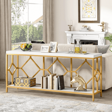 Tribesigns Extra Long Sofa Table, 71 Inch Narrow Long Console Tables Behind Couch Table with Open Storage Shelf