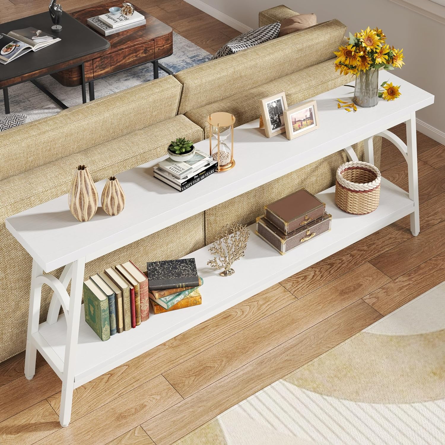 Tribesigns Extra Long Sofa Tables, 70.8”Console Table for Entryway, Modern Wood Console Table 2 ...