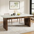 thumbnail image 1 of Tribesigns Farmhouse 70.86-inch Rectangle Wood Dining Table for 6-8 People, Modern Large Kitchen Table Dinner Table for Kitchen Dining Room, Lighter Grey &Brown, 1 of 5