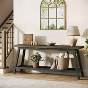 Tribesigns Farmhouse Console Entryway Table, 70.9" Extra Long 2-Tier Narrow Wood Table for Hallway, Living Room, Entranc