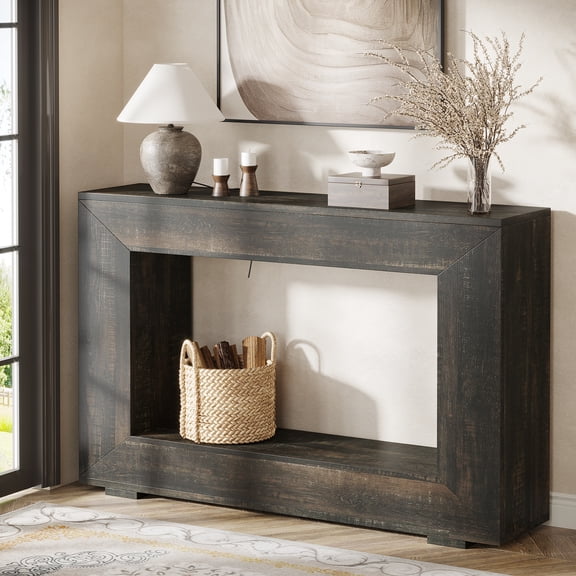 Tribesigns Farmhouse Console Table, 47-Inch Wood Storage Entryway Accent Table, Black