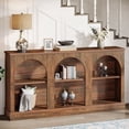 thumbnail image 1 of Tribesigns Farmhouse Console Table, 63-Inch 3 Tier Entryway Table with Storage, Wooden Rectangular Sofa Table Behind The Couch for Hallway, Dark Brown, 1 of 9