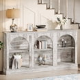 thumbnail image 1 of Tribesigns Farmhouse Console Table, 63-inch 3 Tier Entryway Table with Storage, Wooden Sofa Console Behind the Couch for Hallway, Distressed White, 1 of 12