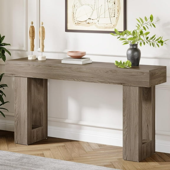Tribesigns Farmhouse Console Table, 63-Inch Long Narrow Sofa Table Behind The Couch