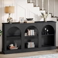 thumbnail image 1 of Tribesigns Farmhouse Console Table, 63-inch 3 Tier Entryway Table with Storage, Wooden Sofa Console Behind the Couch for Hallway, Black, 1 of 8