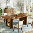 thumbnail image 1 of Tribesigns Farmhouse Dining Table for 6 to 8, 63-Inch Rectangular Wooden Kitchen Table with Storage, Industrial Dinner Table with Shelves for Dining Room, Kitchen, Living Room, 1 of 10