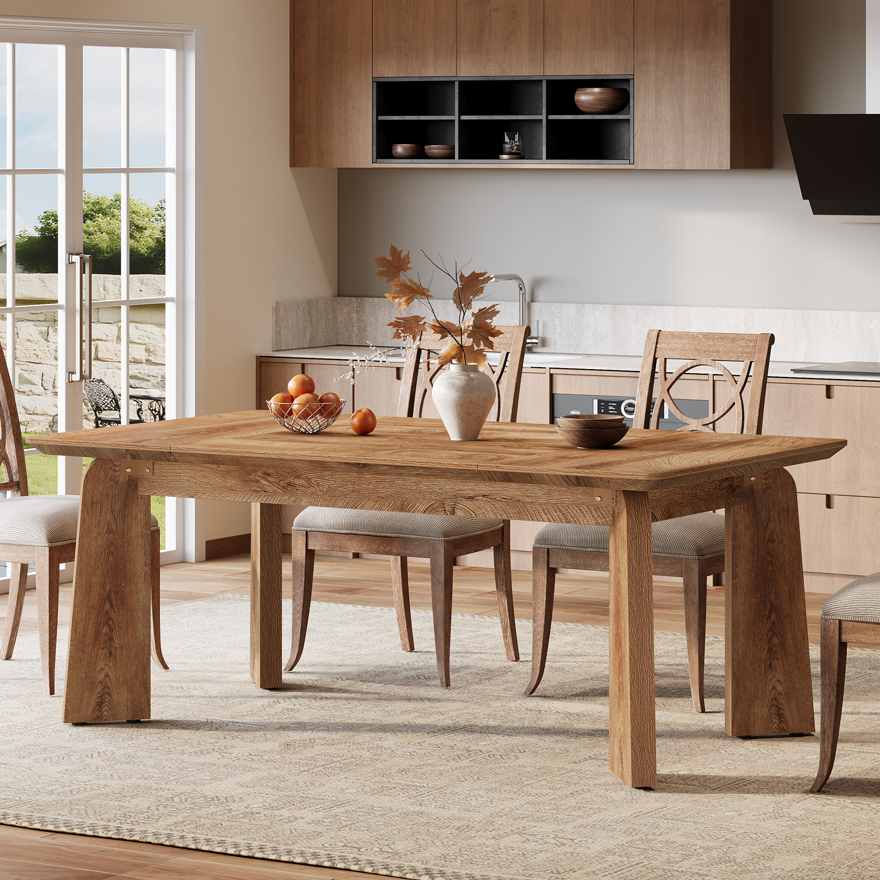 Tribesigns Farmhouse Dining Table for 6 People, 62 Inch Rectangular ...