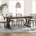 thumbnail image 1 of Tribesigns Farmhouse Dining Table for 6, 71" Rectangular Wood Kitchen Table for Dining Room, Kitchen (Black), 1 of 7