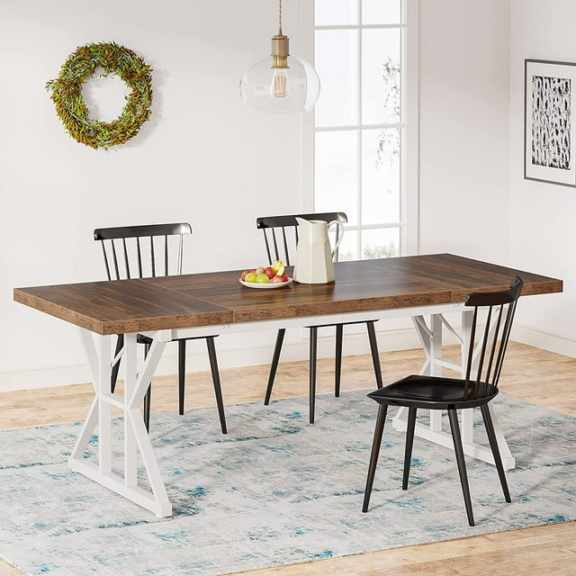 "Tribesigns 6Seater Farmhouse Dining Table, 71"" Rectangular Wood