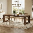 thumbnail image 1 of Tribesigns Farmhouse Dining Table for 6-8, 86 Inch Long Narrow Kitchen Table with Wood Pedestal Base for Living Room, Kitchen, Rustic Brown, 1 of 7