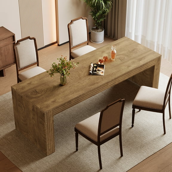 Tribesigns Farmhouse Dining Table for 6-8 People, 78.7-inch Rectangular Wood Kitchen Table Dinner Table for Dining Room, Living Room, Natural