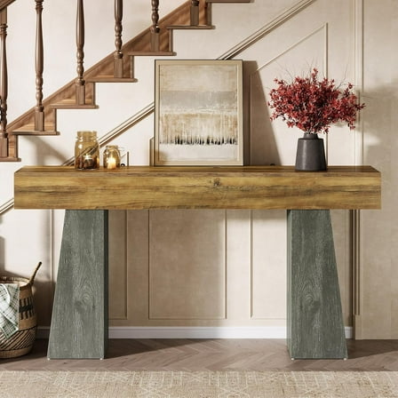 Tribesigns 63-Inch Farmhouse Console Table, 15-Cube Narrow Entryway ...