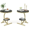 thumbnail image 1 of Tribesigns Faux Marble End Table Set of 2, 2-Tier Round Sofa Side Table, 20” Beside Table with Storage Shelf C-Shaped Base Metal Legs, 1 of 8
