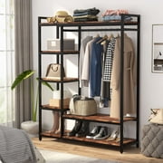 Tribesigns Free -Standing Closet Organizer, Heavy Duty Closet Storage with 6 Shelves and Hanging Bar, Large Clothes Storage & Standing Garmen Rack for Bedroom