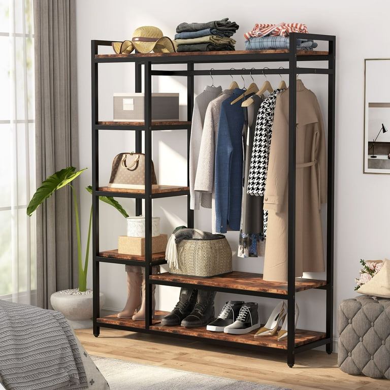 Shelf with bar online for hanging clothes