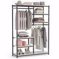 thumbnail image 1 of Tribesigns Free-Standing Closet Organzier, Double Hanging Rod Clothes Garment Racks with Storage Shelvels, Heavy Duty Metal Closet Storage Clothing Shelving for Bedroom, Capacity 300 lbs (White), 1 of 7
