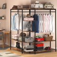 thumbnail image 1 of Tribesigns Garment Rack L Shaped Clothes Rack Heavy Duty Large Clothing Rack Corner Closet Organizer Double Rod Wardbrobe Rack with 5-Tier Storage Shelves for Hanging Clothing, 1 of 6