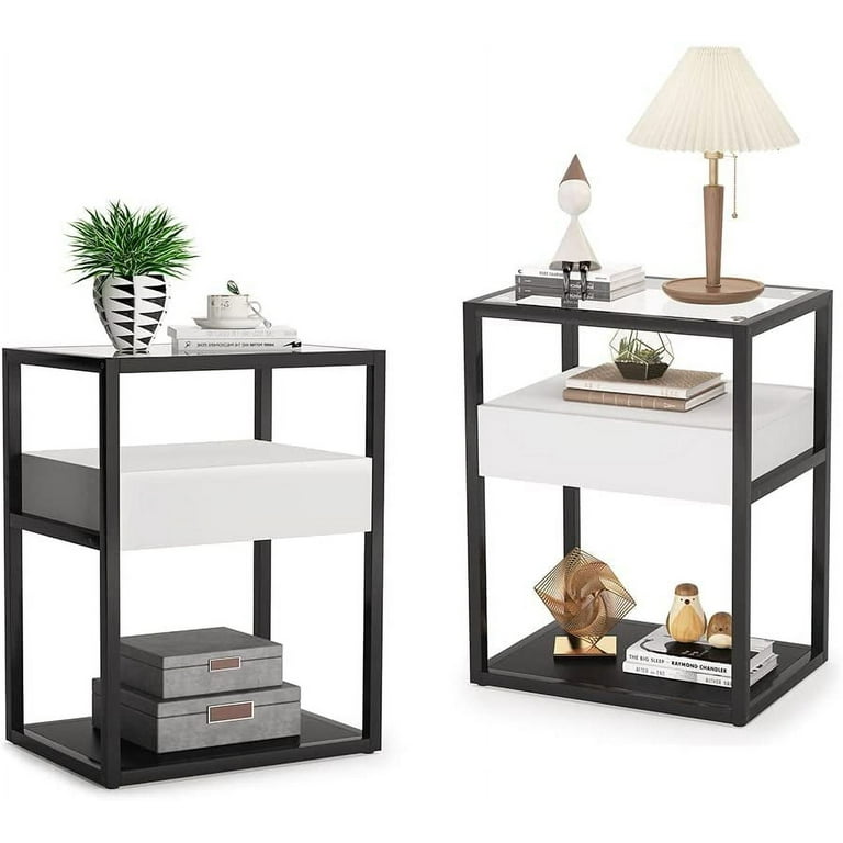 Glass nightstand sale set