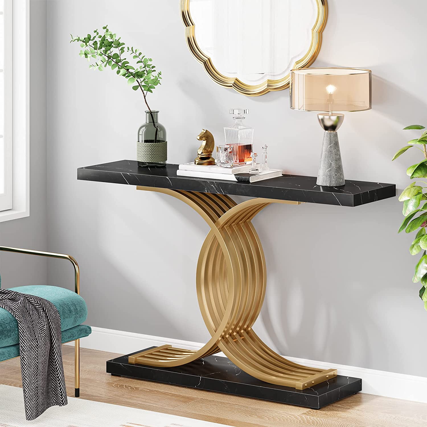 Tribesigns Gold Entryway Table, Modern 39" Console Table Accent Table