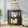 thumbnail image 1 of Tribesigns Half Round End Table, 25.59 Height Narrow Side Table with Metal Frame for Living Room, Rustic Brown, 1 of 5