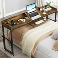 thumbnail image 1 of Tribesigns Height Adjustable Overbed Table with Wheels, Queen Size Mobile Over Bed Desk with Adjustable Tilt Stand & Outlets & USB Ports for Home (Dark Gray), 1 of 5